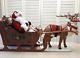 Holiday Creations Christmas Animated Reindeer& Santa In Sleigh 1998-vtg-37 Ht