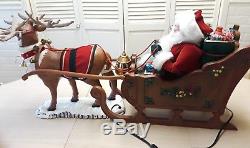Holiday Creations Christmas Animated Reindeer& Santa in Sleigh 1998-VTG-37 Ht