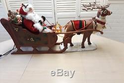Holiday Creations Christmas Animated Reindeer& Santa in Sleigh 1998-VTG-37 Ht