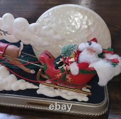Holiday Creations Santa Reindeer Sleigh Moon Animated RARE Vtg Moving Decoration