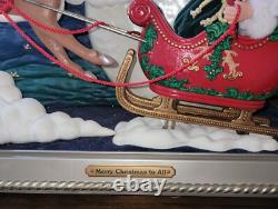 Holiday Creations Santa Reindeer Sleigh Moon Animated RARE Vtg Moving Decoration