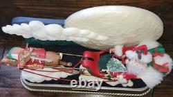 Holiday Creations Santa Reindeer Sleigh Moon Animated RARE Vtg Moving Decoration
