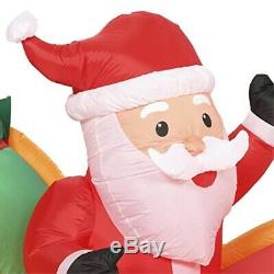 Holiday Indoor/Outdoor Inflatable Santa in Sleigh with Reindeers 16ft. Long Air