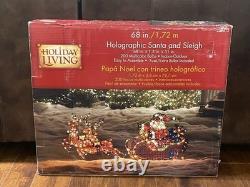 Holiday Living 4 Pc Holographic Santa Sleigh Reindeer Lighted 68 x 1.5 x 31