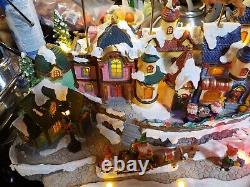 Holiday Living Animated Reindeer & Santa on Sleigh Christmas Village COMPLETE