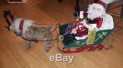 Holiday Living Large, Animated Santa In Sleigh&cute Reindeer Santa Best, 29long