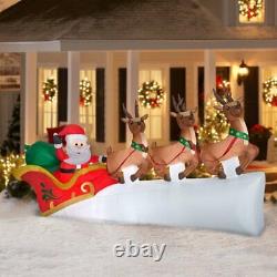 Holiday Time 11 Ft Lighted Santa Sleigh with Reindeer Inflatable Yard Decor
