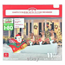 Holiday Time 11 ft Airblown Santa Sleigh with Flying Reindeer Christmas Inflatable