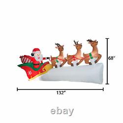 Holiday Time 11 ft Airblown Santa Sleigh with Flying Reindeer Christmas Inflatable