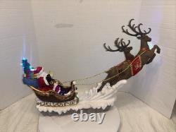 Holiday Time SANTA AND SLEIGH REINDEER FIGURINE