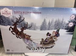 Holiday Time SANTA AND SLEIGH REINDEER FIGURINE