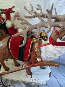 Holiday creations reindeer Santa sleigh animated large Xmas home decor