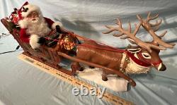 Holiday creations reindeer Santa sleigh animated large home decor WORKS