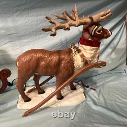 Holiday creations reindeer Santa sleigh animated large home decor WORKS