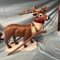 Holiday creations reindeer Santa sleigh animated large home decor WORKS
