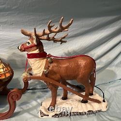 Holiday creations reindeer Santa sleigh animated large home decor WORKS