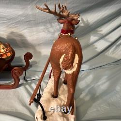 Holiday creations reindeer Santa sleigh animated large home decor WORKS