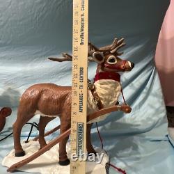 Holiday creations reindeer Santa sleigh animated large home decor WORKS
