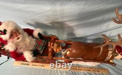 Holiday creations reindeer Santa sleigh animated large home decor WORKS
