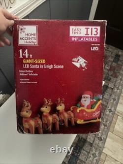 Holiday home accent 14 feet Giant Santa Sleigh Reindeer