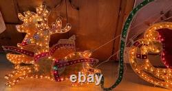 Holographic Santa In Sleigh with Reindeer And Merry Christmas Outdoor Decoration