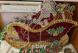 Holographic Santa In Sleigh with Reindeer And Merry Christmas Outdoor Decoration