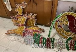 Holographic Santa In Sleigh with Reindeer And Merry Christmas Outdoor Decoration