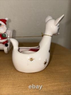 Holt Howard 1960 Santa With Sleigh & 2 Starburst Reindeer Candleholders Japan