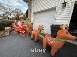 Home Accents Airblown Inflatable 16 ft Santa and Sleigh With Reindeer Gemmy