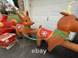 Home Accents Airblown Inflatable 16 ft Santa and Sleigh With Reindeer Gemmy