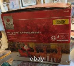 Home Accents Holiday 16 Ft Giant Santa Sleigh Reindeer Airblown Inflatable Gemmy