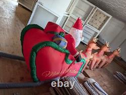 Home Accents Holiday 16 Ft Giant Santa Sleigh Reindeer Airblown Inflatable Gemmy