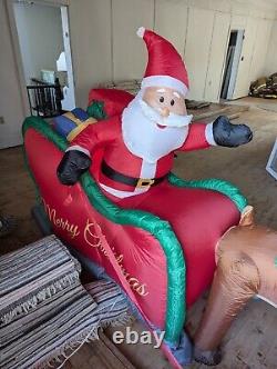 Home Accents Holiday 16 Ft Giant Santa Sleigh Reindeer Airblown Inflatable Gemmy