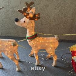 Home Accents Holiday 32in Tinsel Reindeer withSanta & Sleigh In/Outdoor Light Up