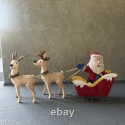 Home Accents Holiday 32in Tinsel Reindeer withSanta & Sleigh In/Outdoor Light Up