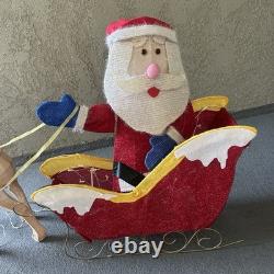 Home Accents Holiday 32in Tinsel Reindeer withSanta & Sleigh In/Outdoor Light Up