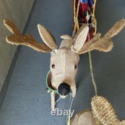 Home Accents Holiday 32in Tinsel Reindeer withSanta & Sleigh In/Outdoor Light Up
