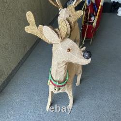Home Accents Holiday 32in Tinsel Reindeer withSanta & Sleigh In/Outdoor Light Up