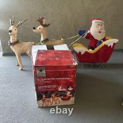 Home Accents Holiday 32in Tinsel Reindeer withSanta & Sleigh In/Outdoor Light Up