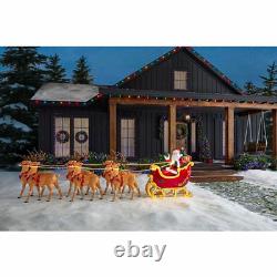 Home Accents Holiday 9 ft LED Santa Sleigh with Reindeer Freestanding Decor