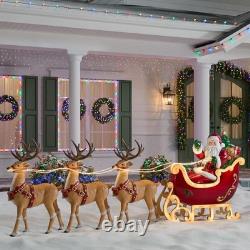 Home Accents Holiday 9 ft LED Santa Sleigh with Reindeer Freestanding Decor