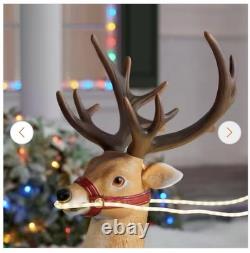 Home Accents Holiday 9ft LED Lighted Santa Sleigh & Reindeer Red Decor