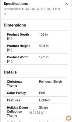 Home Accents Holiday 9ft LED Lighted Santa Sleigh & Reindeer Red Decor