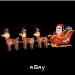 Home Accents Holiday Santa In Sleigh With Reindeer Scene