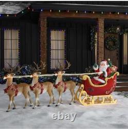 Home Depot 9 ft Giant-Sized LED Santa's Sleigh with Reindeer Holiday NEW IN-HAND