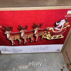 Home Depot 9 ft. Giant-Sized LED Santa's Sleigh with Reindeer Holiday USED 2025