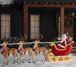 Home Depot 9 ft. Giant-Sized LED Santa's Sleigh with Reindeer Holiday USED 2025