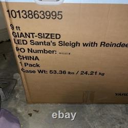 Home Depot 9 ft. Giant-Sized LED Santa's Sleigh with Reindeer Holiday USED 2025
