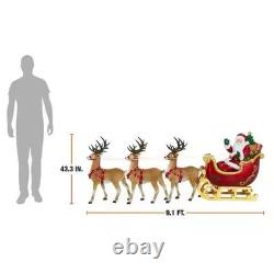 Home Depot 9 ft. Giant-Sized LED Santa's Sleigh with Reindeer Holiday USED 2025