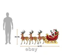Home Depot 9 ft Giant Sized LED Santas Sleigh with Reindeer Holiday
